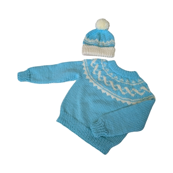 Child's Fair Isle Crewneck Pullover With Matching Toque - Acrylic - New - Picture 1 of 8